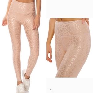 ZYIA Rose Gold Shimmer Leopard High-Rise Leggings